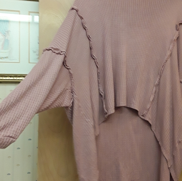 Pink Blush Mauve Boho Asymetrical Keyhole Sweater Tunic Top Native People L - Picture 2 of 7